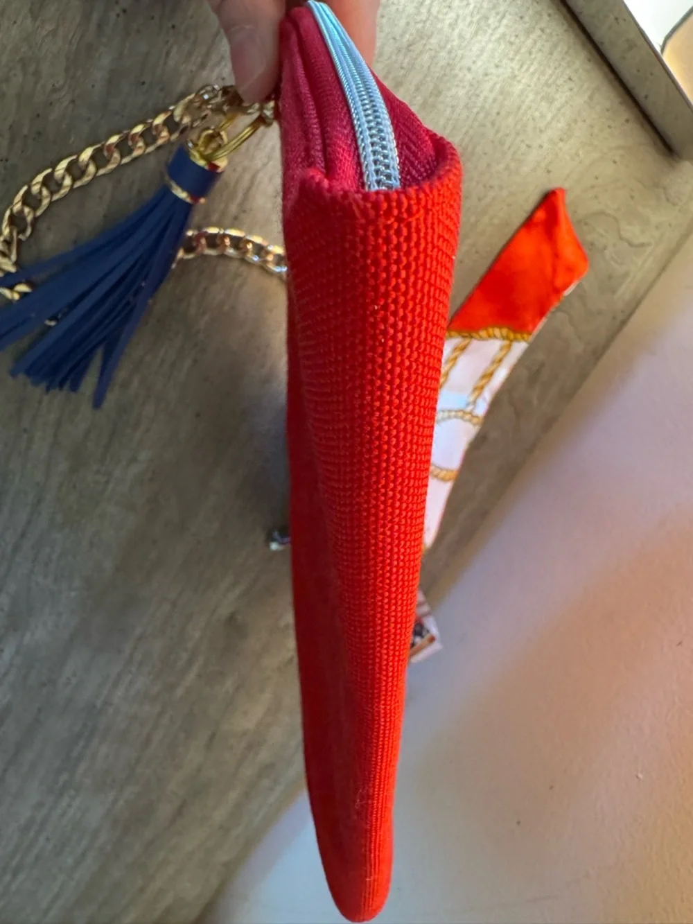 Christian Dior Beauté Red Women's Pouch with Chain Strap, scarf and Tassel. - Picture 2 of 10